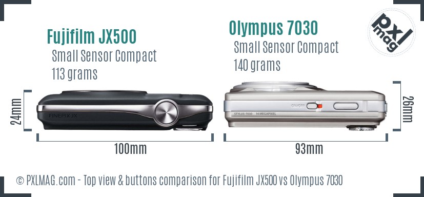 Fujifilm JX500 vs Olympus 7030 top view buttons comparison