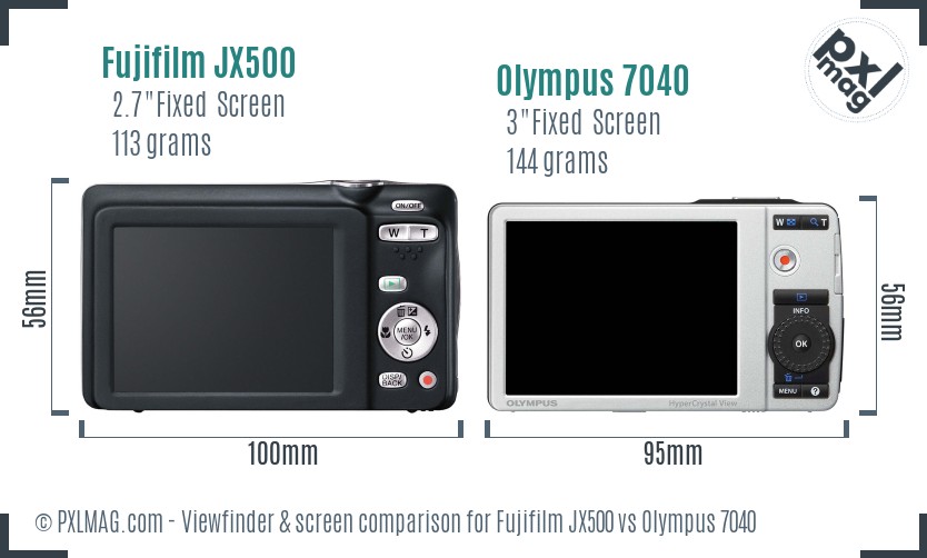 Fujifilm JX500 vs Olympus 7040 Screen and Viewfinder comparison
