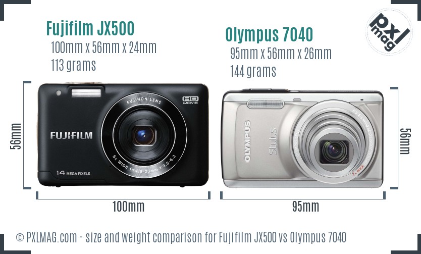 Fujifilm JX500 vs Olympus 7040 size comparison