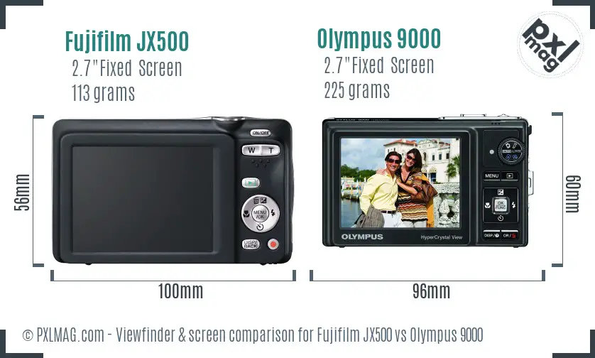 Fujifilm JX500 vs Olympus 9000 Screen and Viewfinder comparison