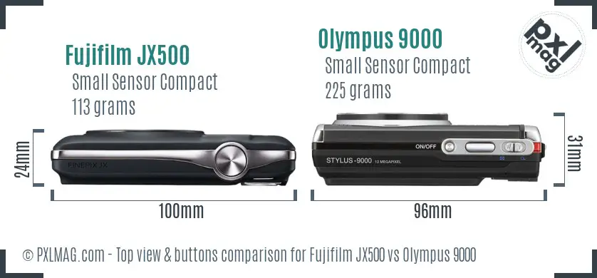 Fujifilm JX500 vs Olympus 9000 top view buttons comparison