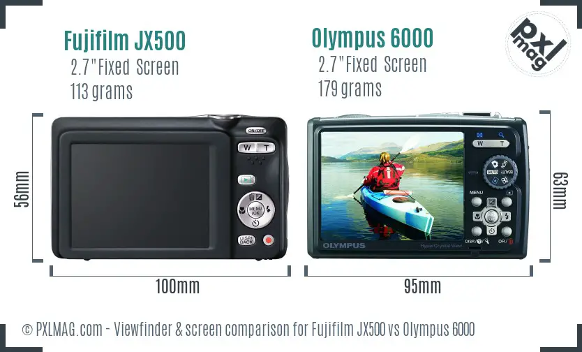 Fujifilm JX500 vs Olympus 6000 Screen and Viewfinder comparison