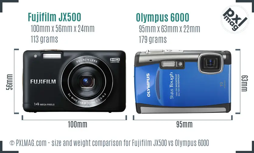 Fujifilm JX500 vs Olympus 6000 size comparison