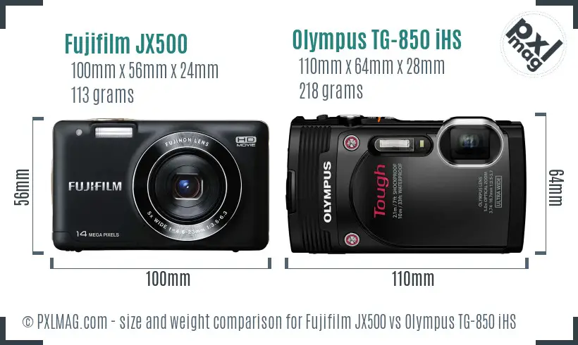 Fujifilm JX500 vs Olympus TG-850 iHS size comparison Fujifilm JX500 vs Olympus TG-850 iHS size comparison