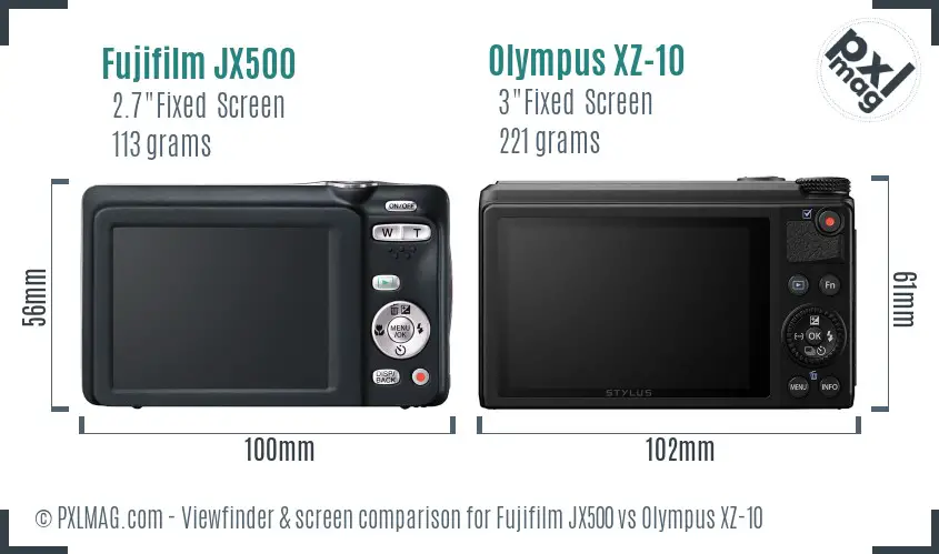 Fujifilm JX500 vs Olympus XZ-10 Screen and Viewfinder comparison