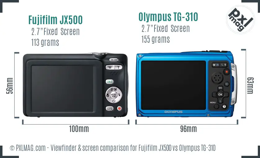 Fujifilm JX500 vs Olympus TG-310 Screen and Viewfinder comparison Fujifilm JX500 vs Olympus TG-310 Screen and Viewfinder comparison
