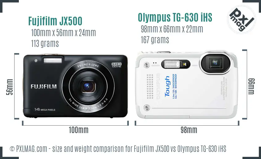 Fujifilm JX500 vs Olympus TG-630 iHS size comparison Fujifilm JX500 vs Olympus TG-630 iHS size comparison