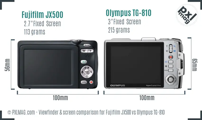Fujifilm JX500 vs Olympus TG-810 Screen and Viewfinder comparison