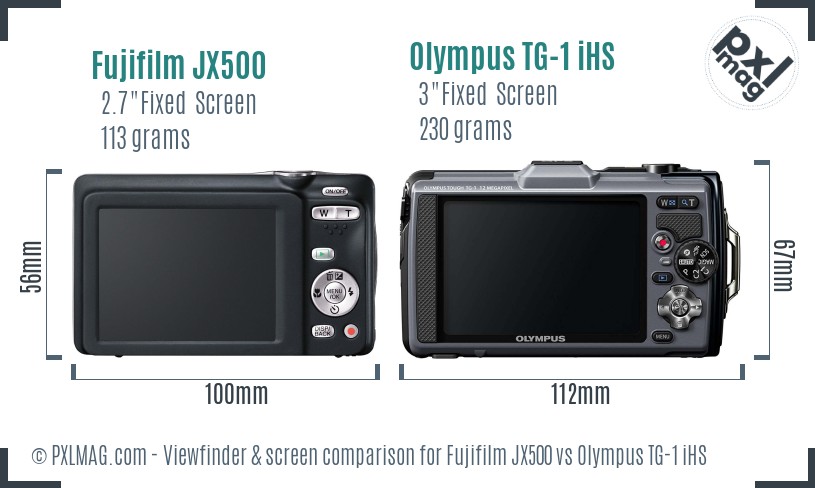 Fujifilm JX500 vs Olympus TG-1 iHS Screen and Viewfinder comparison