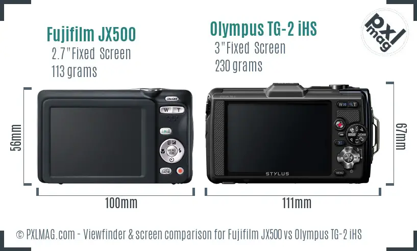 Fujifilm JX500 vs Olympus TG-2 iHS Screen and Viewfinder comparison