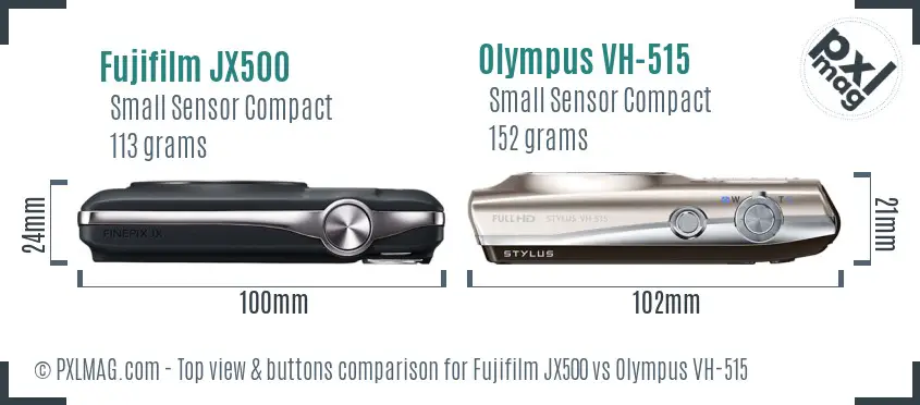 Fujifilm JX500 vs Olympus VH-515 top view buttons comparison