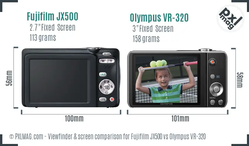 Fujifilm JX500 vs Olympus VR-320 Screen and Viewfinder comparison
