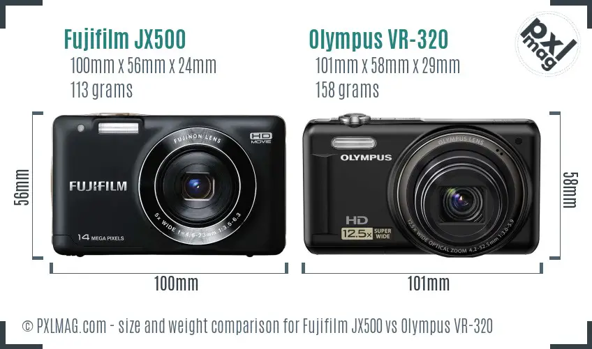 Fujifilm JX500 vs Olympus VR-320 size comparison Fujifilm JX500 vs Olympus VR-320 size comparison