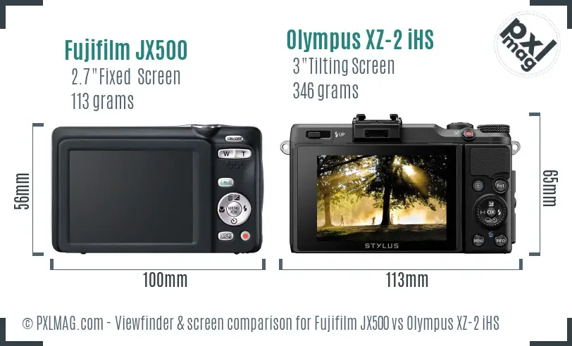 Fujifilm JX500 vs Olympus XZ-2 iHS Screen and Viewfinder comparison