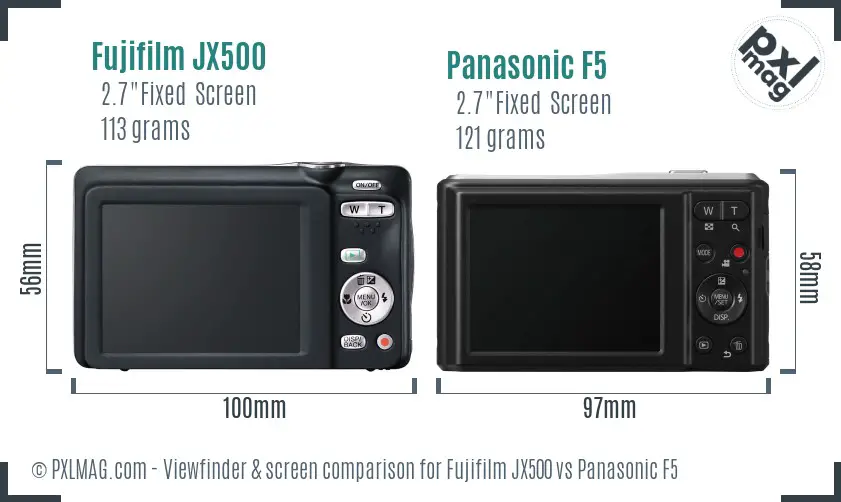 Fujifilm JX500 vs Panasonic F5 Screen and Viewfinder comparison