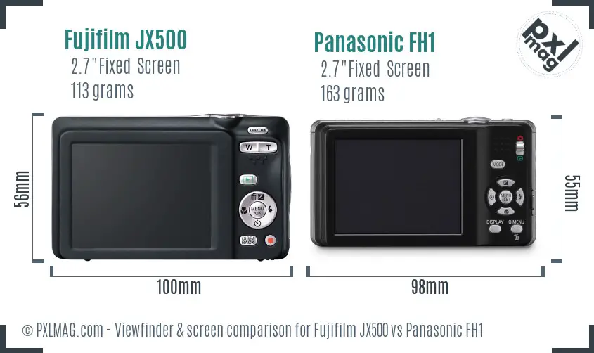 Fujifilm JX500 vs Panasonic FH1 Screen and Viewfinder comparison