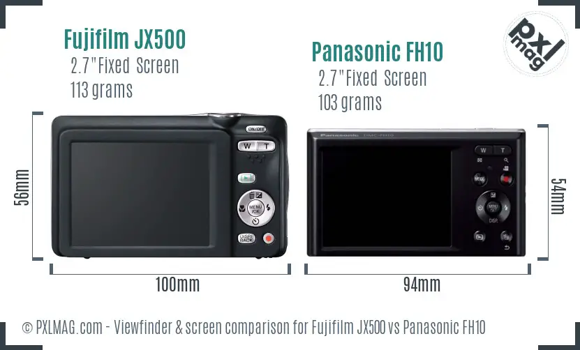 Fujifilm JX500 vs Panasonic FH10 Screen and Viewfinder comparison