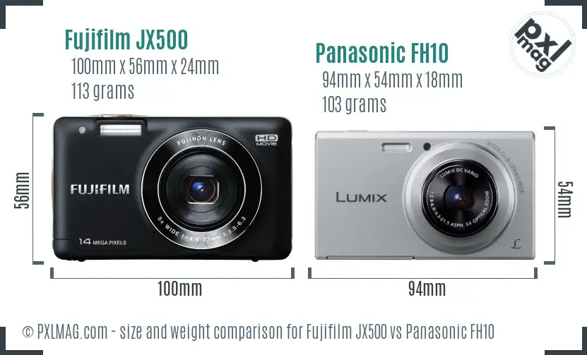 Fujifilm JX500 vs Panasonic FH10 size comparison