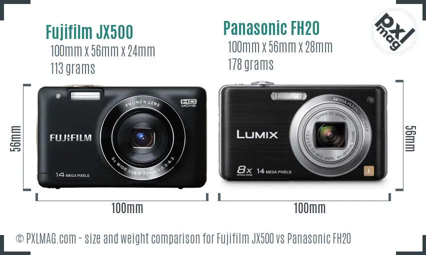 Fujifilm JX500 vs Panasonic FH20 size comparison