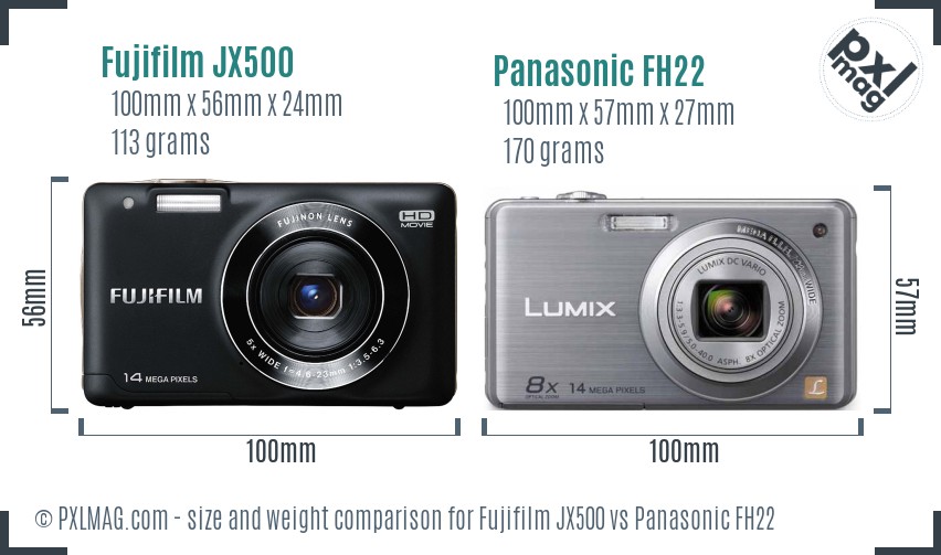 Fujifilm JX500 vs Panasonic FH22 size comparison Fujifilm JX500 vs Panasonic FH22 size comparison