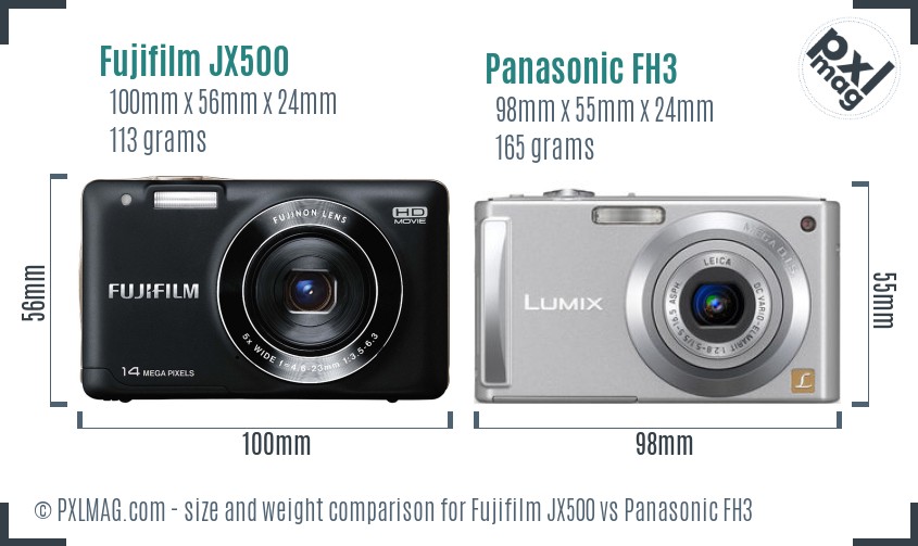 Fujifilm JX500 vs Panasonic FH3 size comparison Fujifilm JX500 vs Panasonic FH3 size comparison