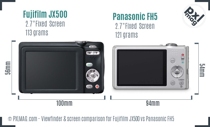 Fujifilm JX500 vs Panasonic FH5 Screen and Viewfinder comparison