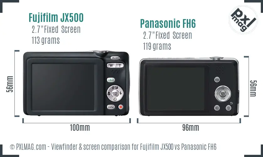 Fujifilm JX500 vs Panasonic FH6 Screen and Viewfinder comparison