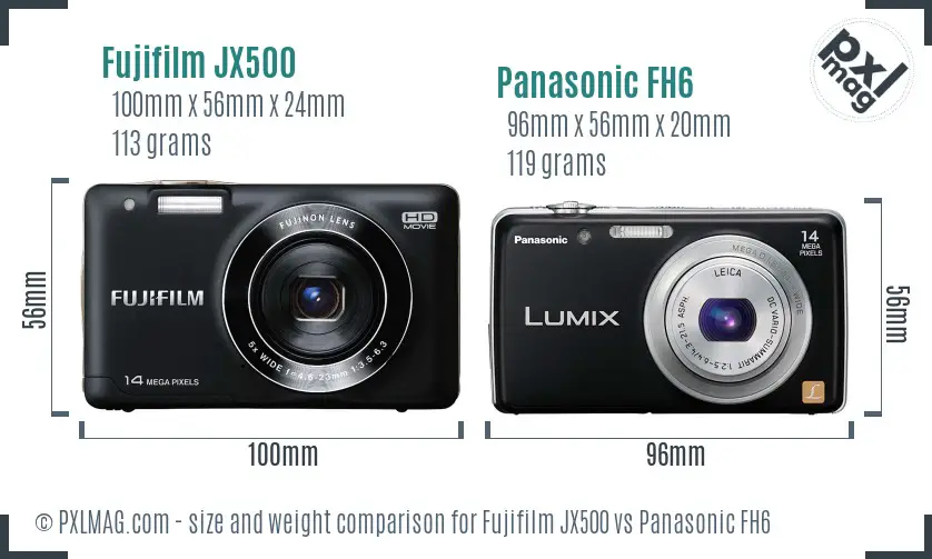 Fujifilm JX500 vs Panasonic FH6 size comparison