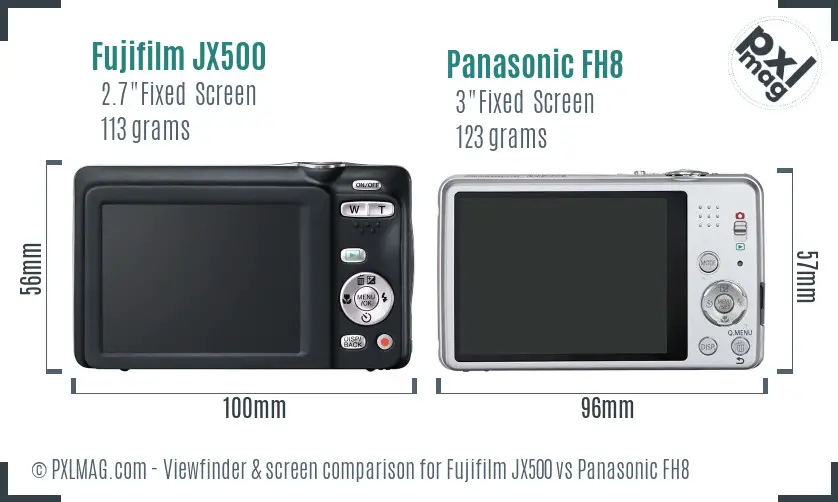 Fujifilm JX500 vs Panasonic FH8 Screen and Viewfinder comparison