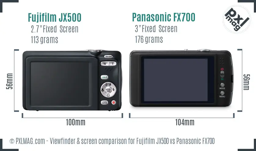 Fujifilm JX500 vs Panasonic FX700 Screen and Viewfinder comparison