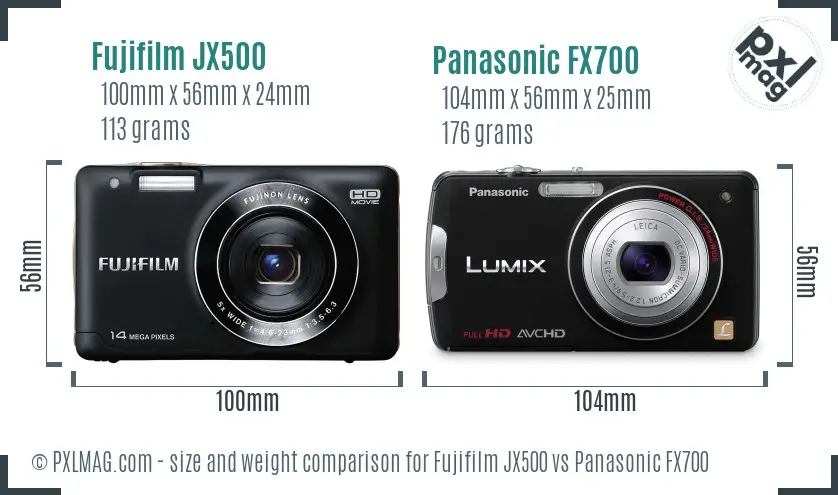 Fujifilm JX500 vs Panasonic FX700 size comparison