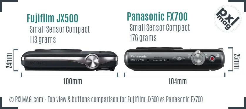 Fujifilm JX500 vs Panasonic FX700 top view buttons comparison