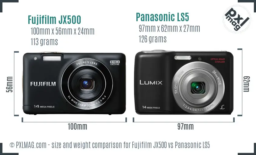 Fujifilm JX500 vs Panasonic LS5 size comparison
