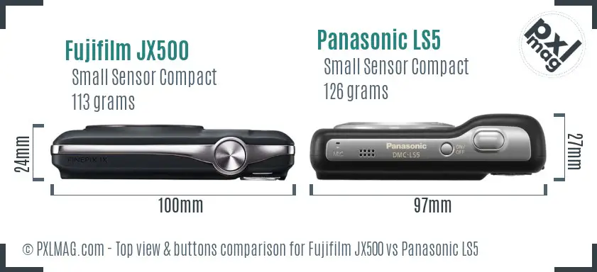 Fujifilm JX500 vs Panasonic LS5 top view buttons comparison