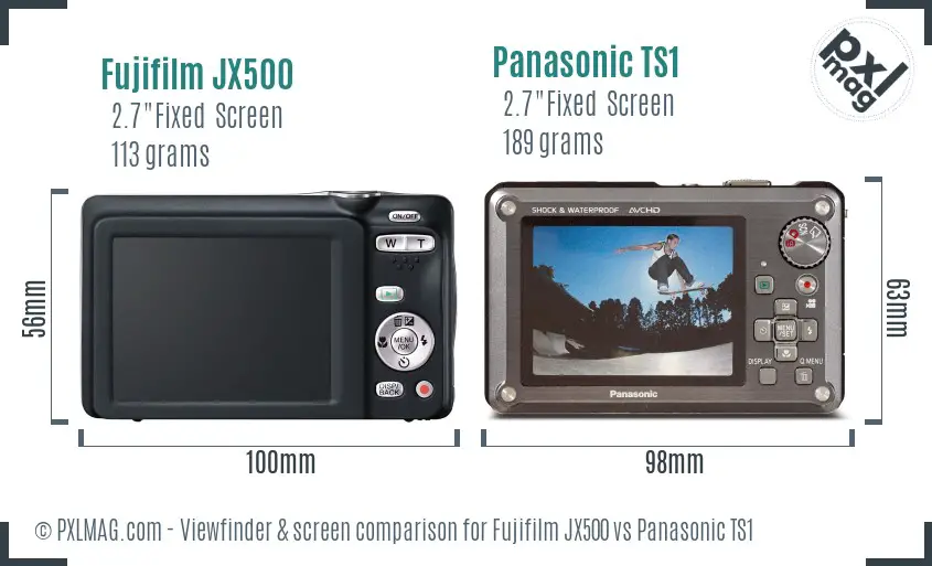 Fujifilm JX500 vs Panasonic TS1 Screen and Viewfinder comparison