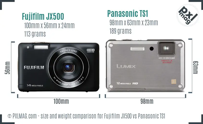 Fujifilm JX500 vs Panasonic TS1 size comparison