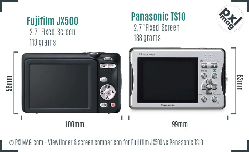 Fujifilm JX500 vs Panasonic TS10 Screen and Viewfinder comparison