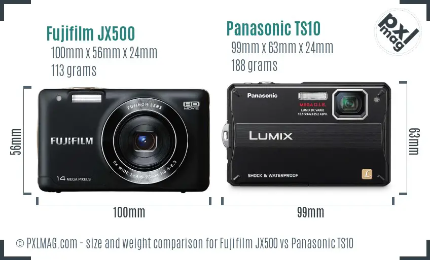 Fujifilm JX500 vs Panasonic TS10 size comparison Fujifilm JX500 vs Panasonic TS10 size comparison