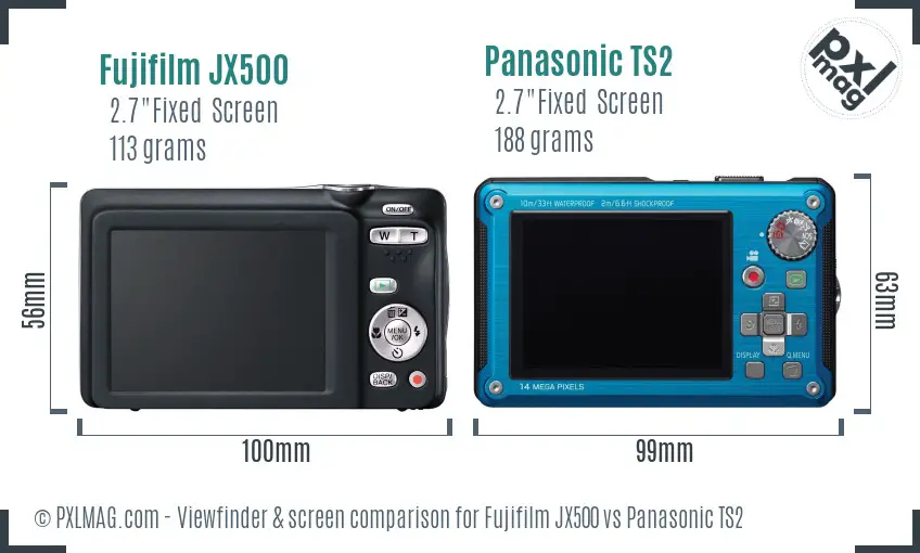 Fujifilm JX500 vs Panasonic TS2 Screen and Viewfinder comparison