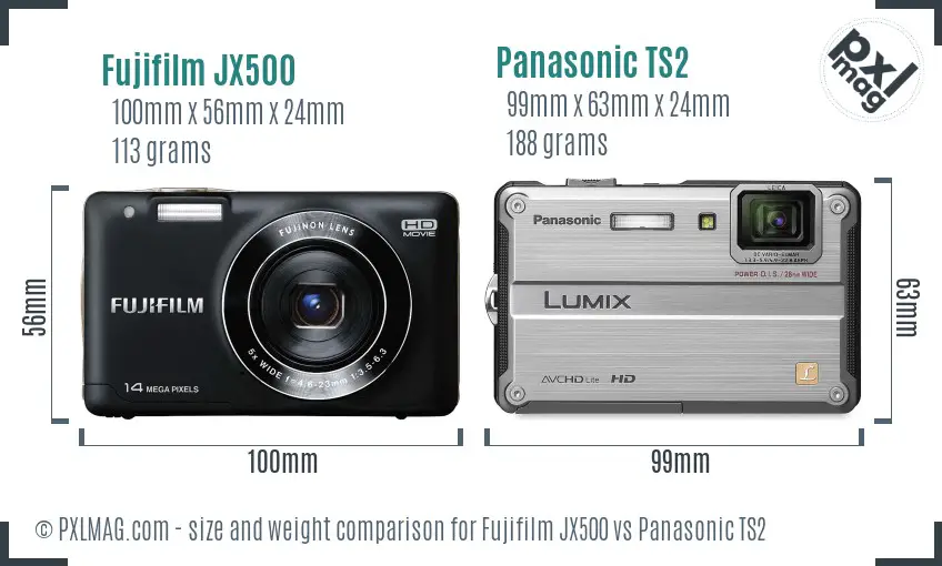 Fujifilm JX500 vs Panasonic TS2 size comparison