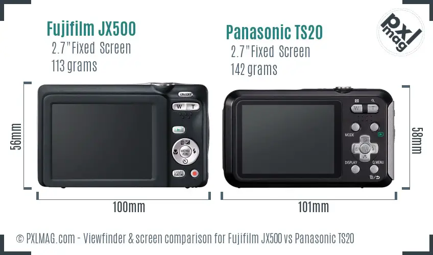 Fujifilm JX500 vs Panasonic TS20 Screen and Viewfinder comparison