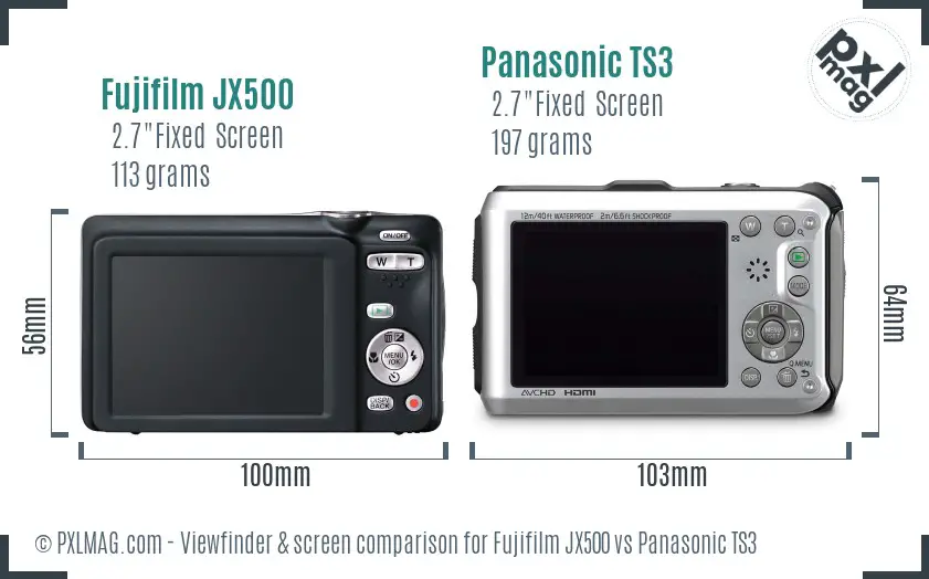 Fujifilm JX500 vs Panasonic TS3 Screen and Viewfinder comparison