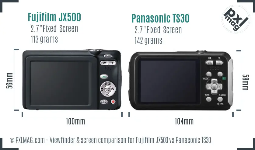 Fujifilm JX500 vs Panasonic TS30 Screen and Viewfinder comparison