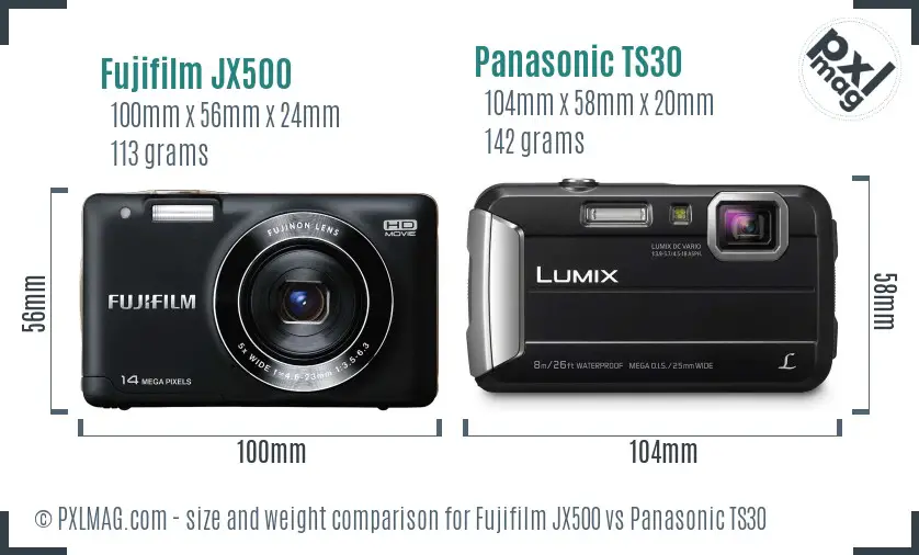 Fujifilm JX500 vs Panasonic TS30 size comparison