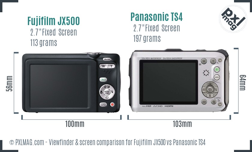 Fujifilm JX500 vs Panasonic TS4 Screen and Viewfinder comparison