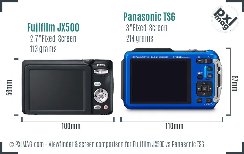 Fujifilm JX500 vs Panasonic TS6 Screen and Viewfinder comparison