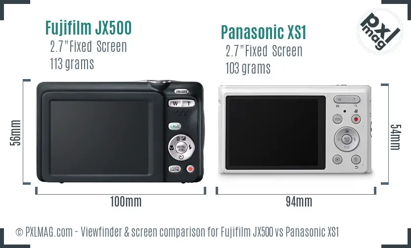 Fujifilm JX500 vs Panasonic XS1 Screen and Viewfinder comparison