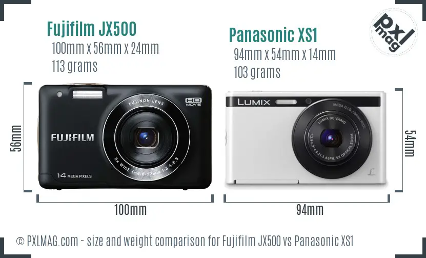 Fujifilm JX500 vs Panasonic XS1 size comparison