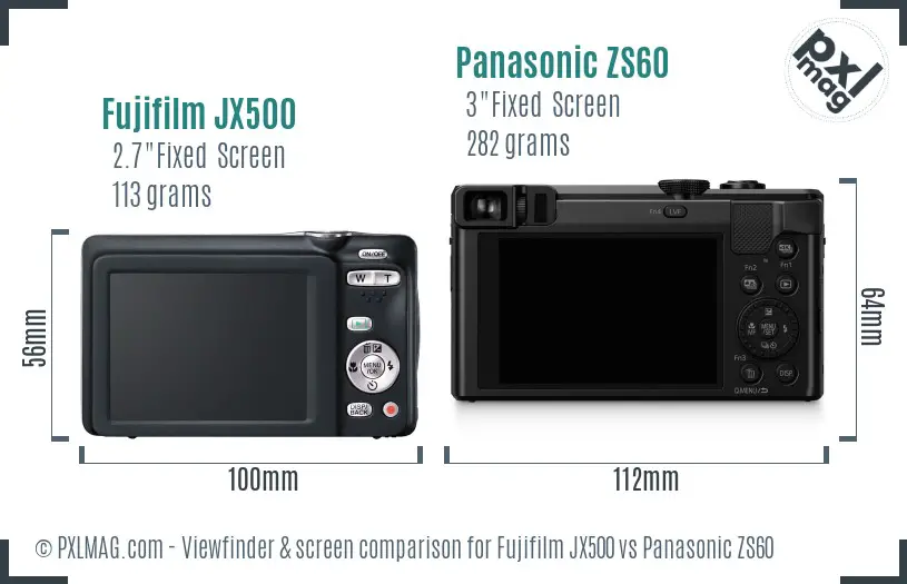 Fujifilm JX500 vs Panasonic ZS60 Screen and Viewfinder comparison Fujifilm JX500 vs Panasonic ZS60 Screen and Viewfinder comparison
