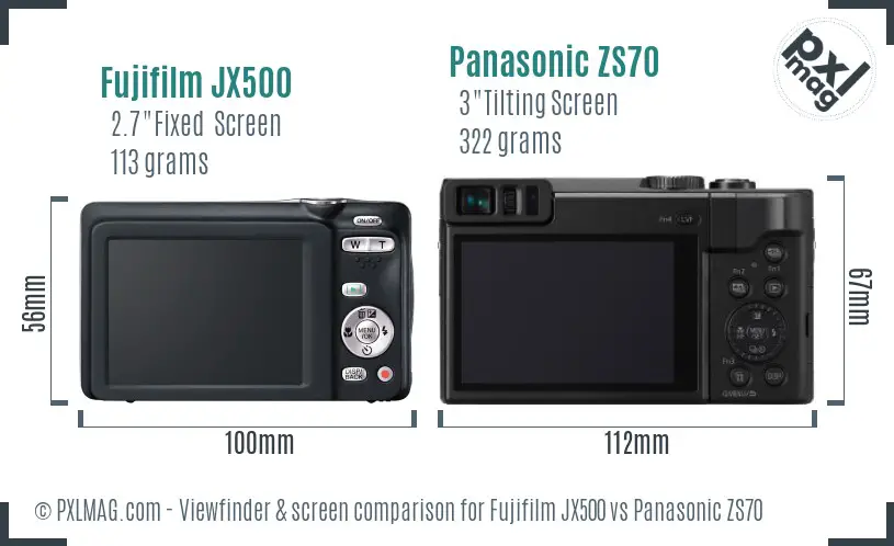 Fujifilm JX500 vs Panasonic ZS70 Screen and Viewfinder comparison